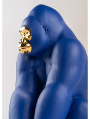Gorilla Figurine. Blue-Gold. Limited Edition