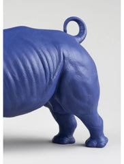 Rhino Sculpture. Blue-Gold. Limited Edition