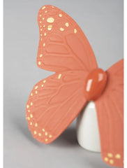 Butterfly Figurine. Golden Luster & Coral