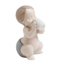 Nao by Lladro Collectible Porcelain Figurine: MY FIRST BOTTLE - 4-1/4" tall - baby boy - china-cabinet.com