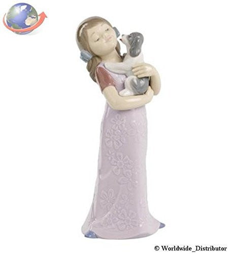 Nao Porcelain by Lladro PUPPY CUDDLES ( GIRL CUDDLING PUPPY DOG ) 2001535 - china-cabinet.com