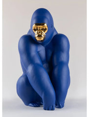 Gorilla Figurine. Blue-Gold. Limited Edition