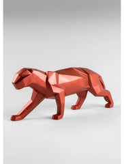 Panther Figurine. Metallic red