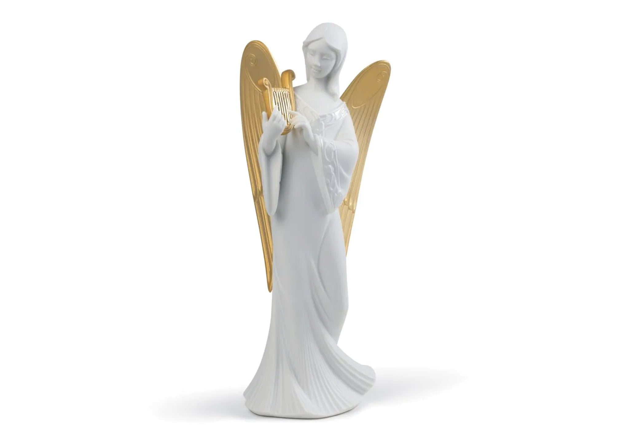 Celestial Melody Angel Christmas Ornament. Golden Lustre